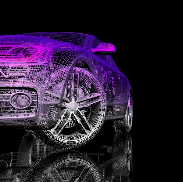 Modelo de coche 3d sobre fondo negro . —  Fotos de Stock