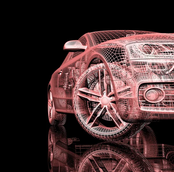 Modelo de coche 3d sobre fondo negro . — Foto de Stock