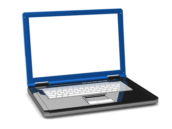 3D-laptop. bärbar dator med en tom skärm — Stockfoto