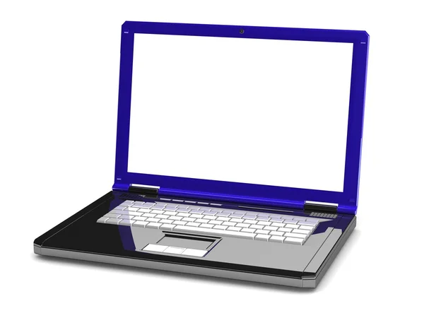 3D laptop. notebook s prázdnou obrazovkou — Stock fotografie