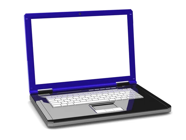 Laptop 3d. notebook com uma tela em branco — Fotografia de Stock