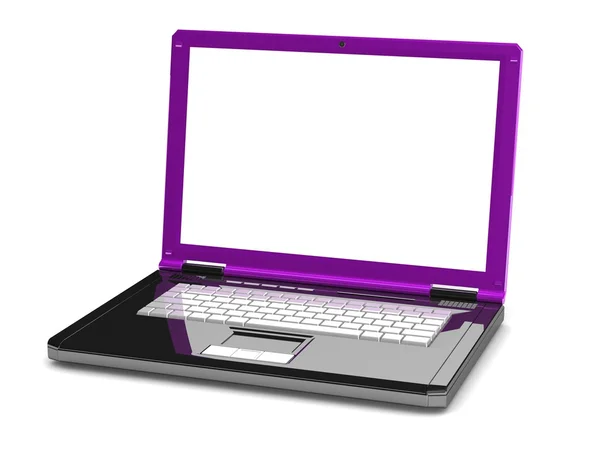 Laptop 3d. notebook com uma tela em branco — Fotografia de Stock