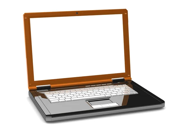 3D laptop. boş bir ekran ile defter — Stok fotoğraf