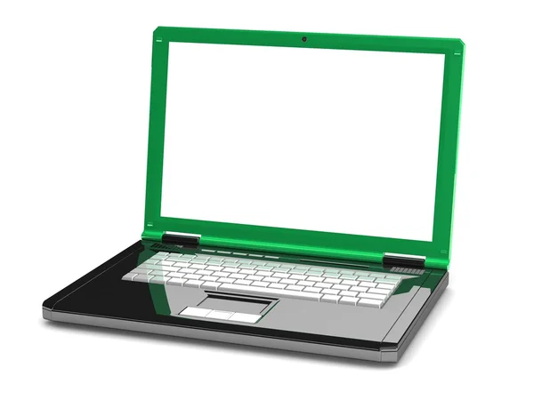 3D φορητό υπολογιστή. σημειωματάριο με μια κενή οθόνη — Φωτογραφία Αρχείου
