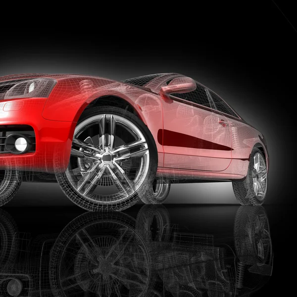 Araba 3d model siyah bir arka plan.