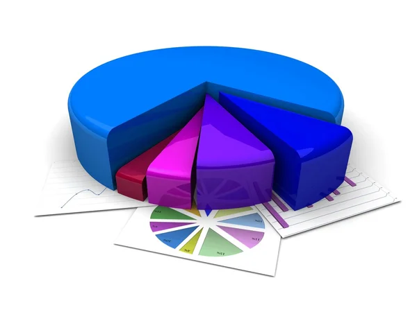 3d Business charts, Diagrams. business plan for the year. — Stock Photo, Image