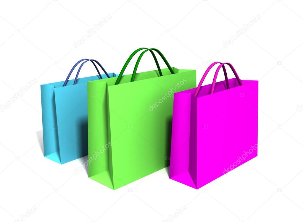 Colourful paper shopping bags