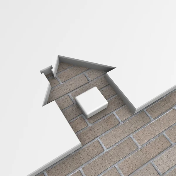 3d house shape brick metaphor. — Stock Photo, Image
