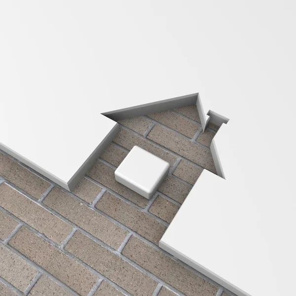 3d house shape brick metaphor. — Stock Photo, Image