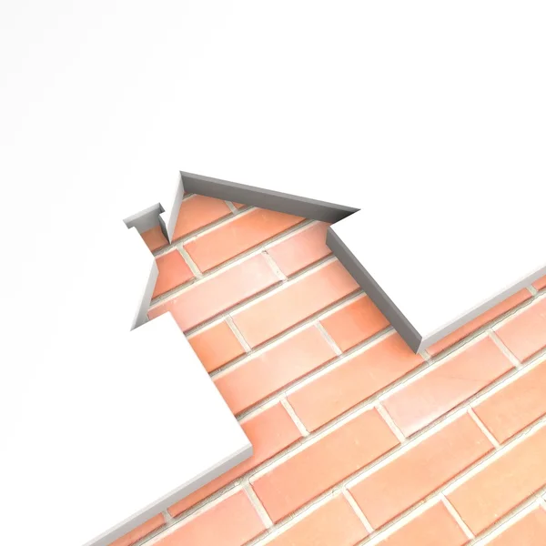 3d house shape brick metaphor. — Stock Photo, Image