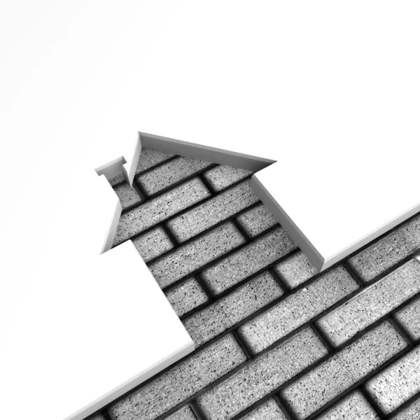 3d house shape brick metaphor. — Stock Photo, Image