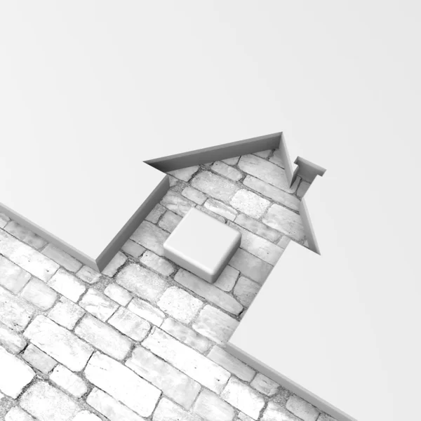 3d house shape brick metaphor. — Stock Photo, Image