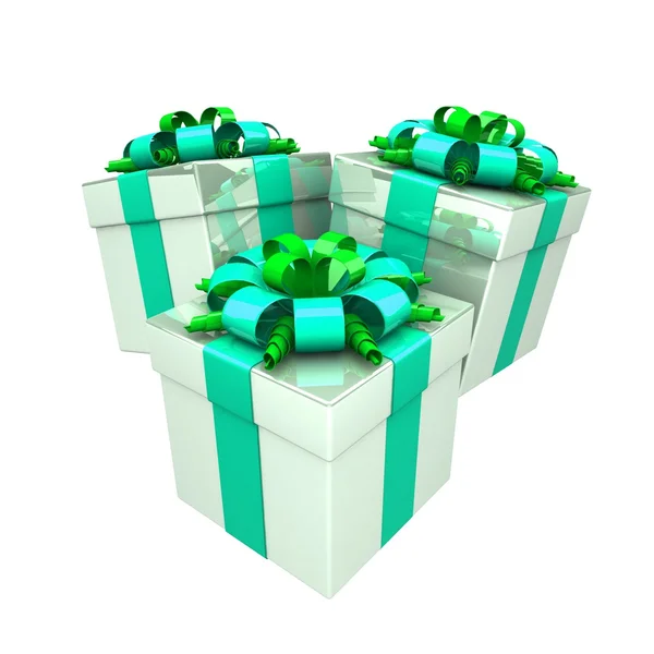 Doos van de gift, met lint zoals een cadeautje. — Stockfoto