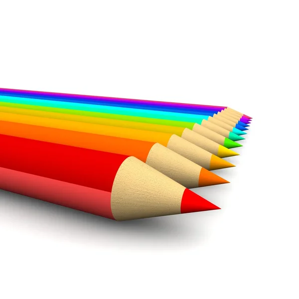 Multi colored pencils isolated on white background. — Stock Photo, Image