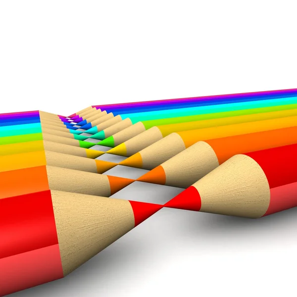在白色背景上隔离的多色铅笔. — 图库照片