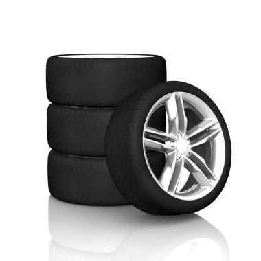 Tekerlekli araba. otomobil lastiği.