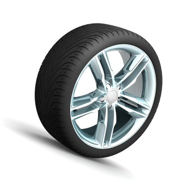 tekerlek üzerinde beyaz izole