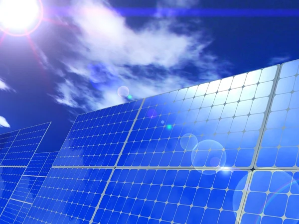 Solar panels, blue sky background. — Stock Photo, Image