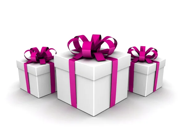 Geschenkboxen auf weiß — Stockfoto
