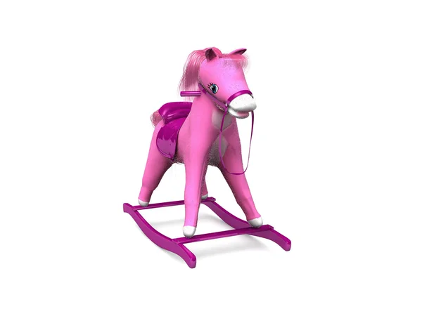Рожевий іграшковий кінь-качалка — стокове фото