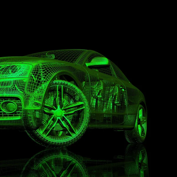 Auto modello 3d su sfondo nero . — Foto Stock