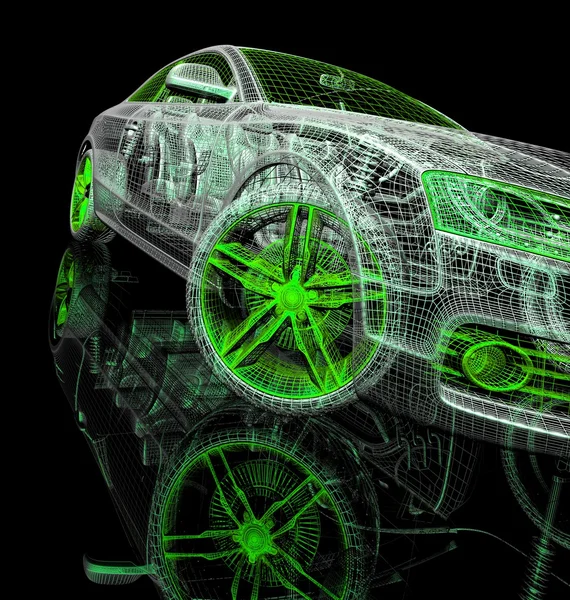 Auto modello 3d su sfondo nero . — Foto Stock