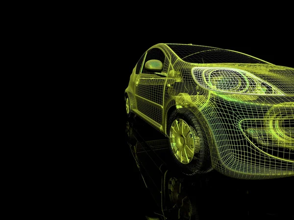 3D-model van de auto op een zwarte achtergrond. — Stockfoto