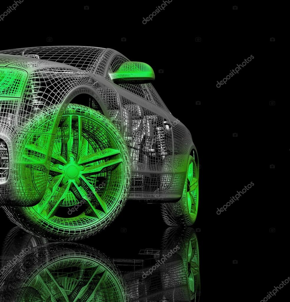 车在一个黑色的背景上的3d 模型. ——图库图片© Best3d #51247345, image size:984x1023