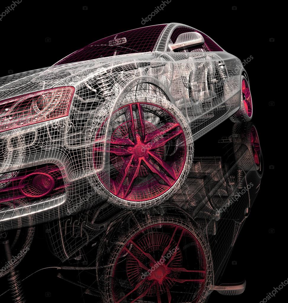 车在一个黑色的背景上的3d 模型. ——图库图片© Best3d #51247439, image size:973x1024