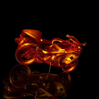 Motosiklet yangın. 3D model motosiklet