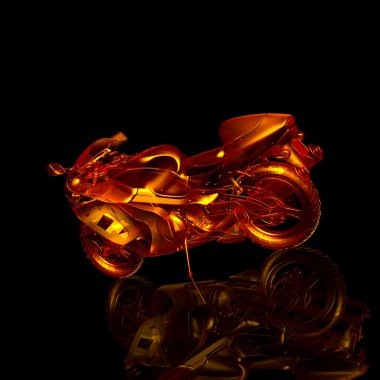 Motosiklet yangın. 3D model motosiklet