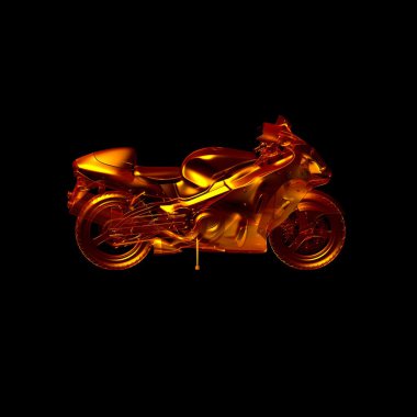Motosiklet yangın. 3D model motosiklet