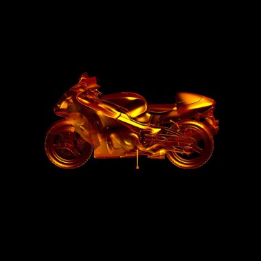 Motosiklet yangın. 3D model motosiklet