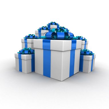 Hediye kutuları ile renkli şerit