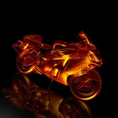 Motosiklet yangın. 3D model motosiklet.