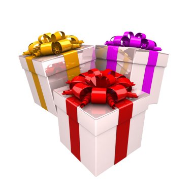 bir hediye gibi renkli bir şerit ile hediye kutuları.