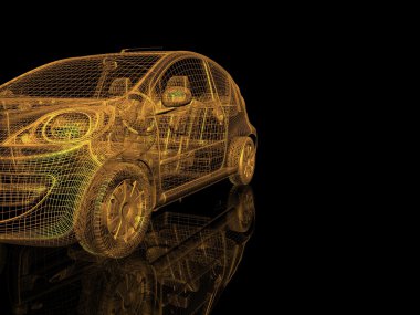 3D araba modeli siyah zemin