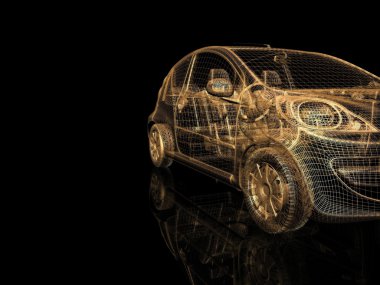 3D araba modeli siyah zemin