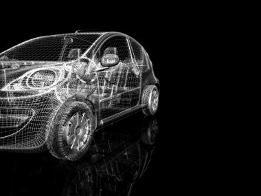 3D araba modeli siyah zemin