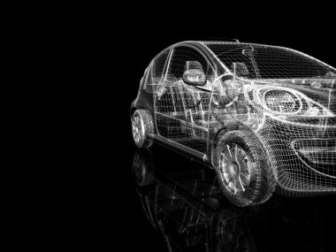 3D araba modeli siyah zemin