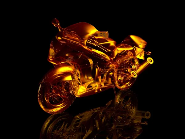 Požár motocyklu. 3D modelu motocyklu — Stock fotografie