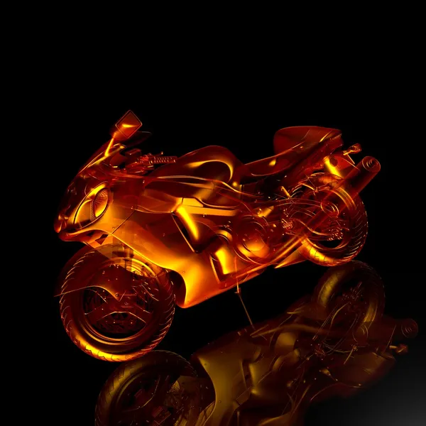 Fuoco in moto. Moto modello 3d — Foto Stock