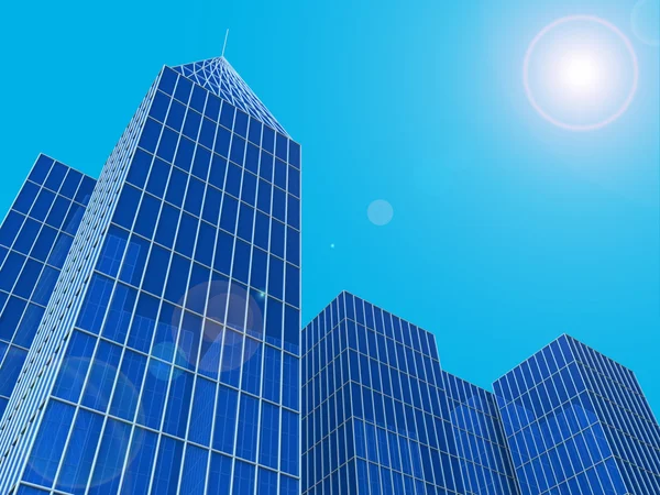 Moderní skleněné siluety mrakodrapů — Stock fotografie