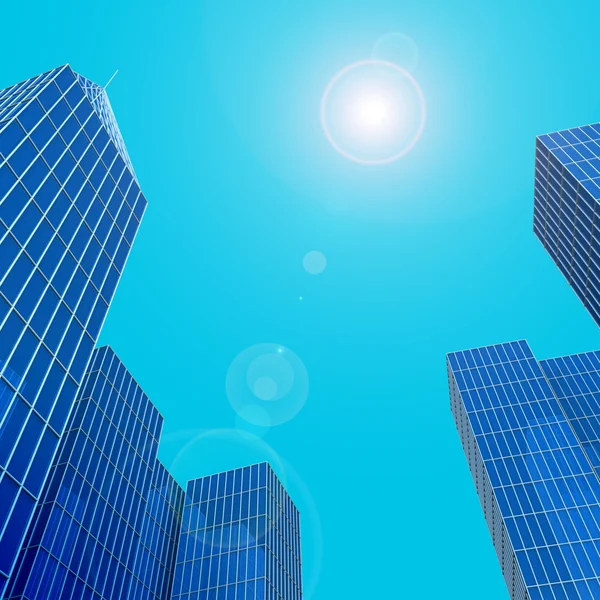 Modern glass silhouettes of skyscrapers — Stock Photo, Image