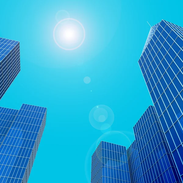 Modern glass silhouettes of skyscrapers — Stock Photo, Image