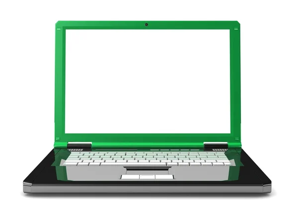 Laptop 3d. buku catatan dengan layar kosong — Stok Foto