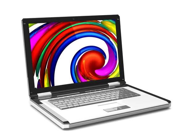 3D laptop s jasné a barevné obrazovky — Stock fotografie