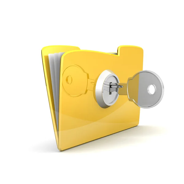 Computer folder and lock — Stock Photo, Image