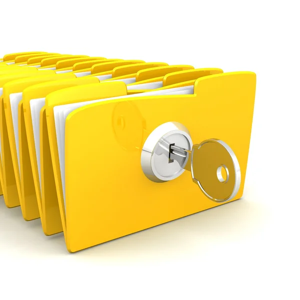 Folder komputer dan kunci — Stok Foto