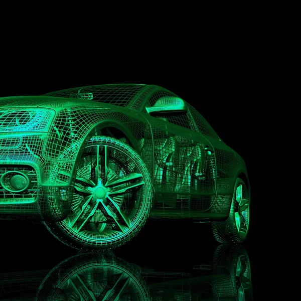 3D модель автомобиля на черном фоне — стоковое фото
